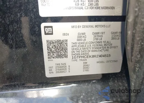 2024 GMC Sierra C1500 Elevation z USA, uszkodzony, nr VIN 1GTPHCEK8RZ404515